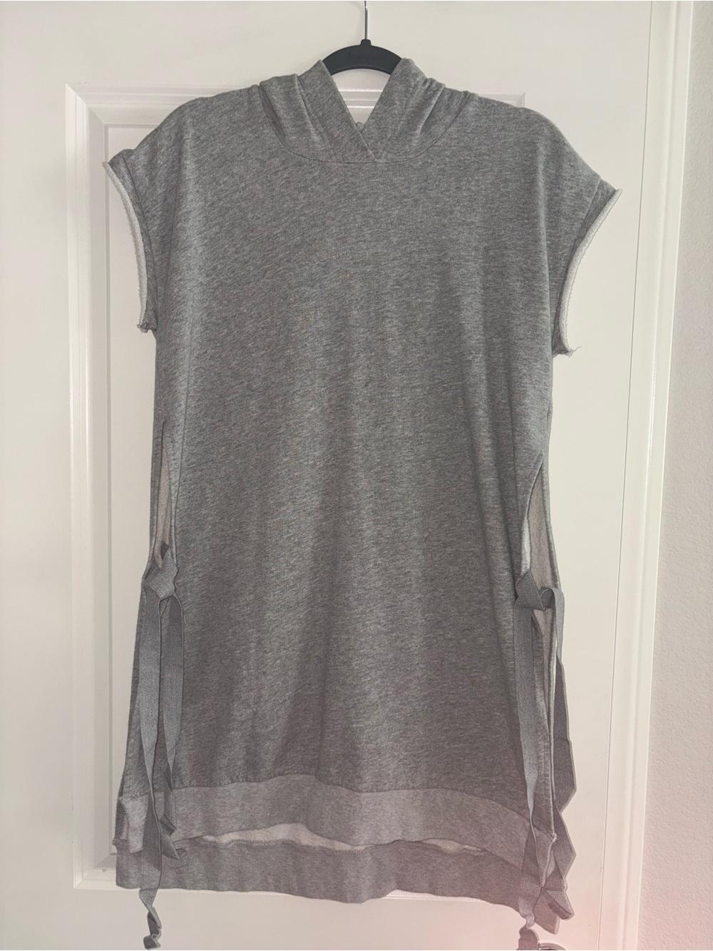 MAISON MARTIN MARGIELA MM6 Grey Hoodie Sweatshirt Dress Tie Sides Hi-Low Size S